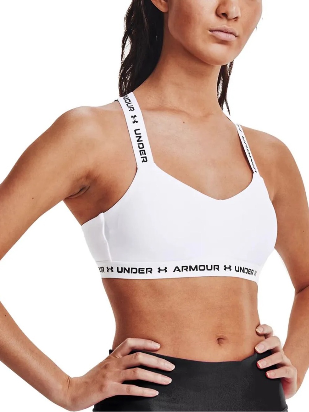 Under Armour White Crossback Low-Impact Sports Bra Size M